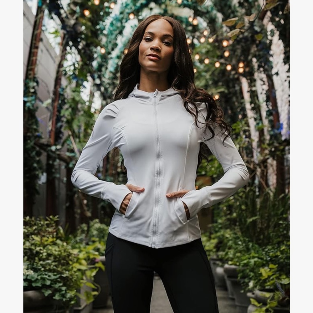 Yogalicious hoodie. NEW, in the bag, tags attached. Slate grey/silver.